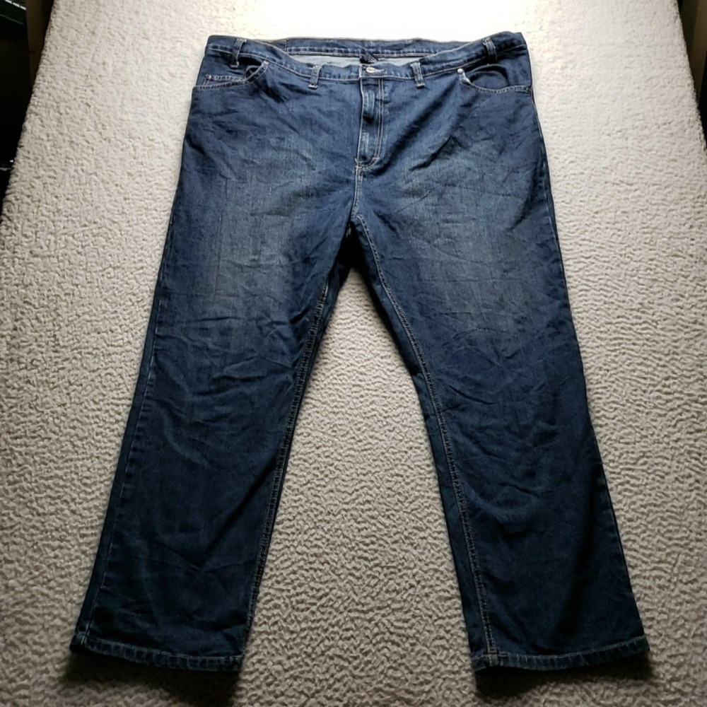 Full Blue Jeans Mens 48x28 Blue Relaxed Straight Stretch Denim Pants Big Tall